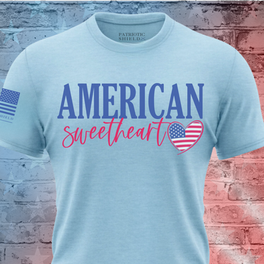 American Sweetheart Women’s T-Shirt with patriotic heart design